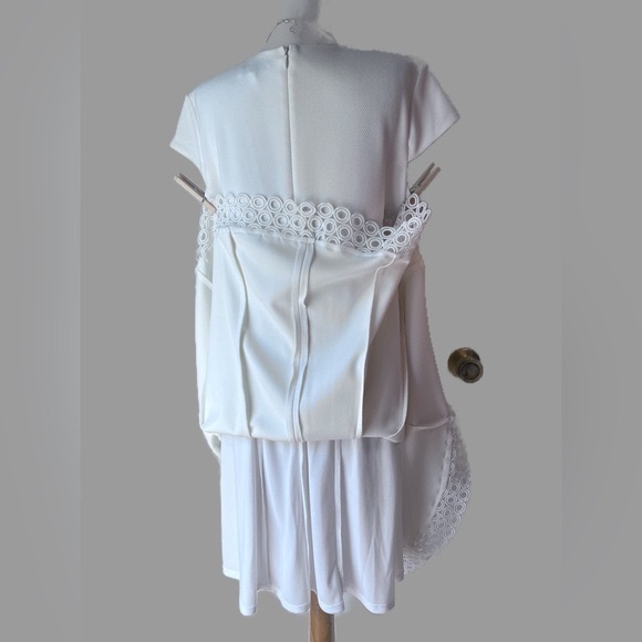 NWT Sandra Darren Ivory Scuba Crepe Knit Dress Size 10 Necklace Sold Separately - Picture 7 of 14